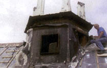 restoration work on the clock tower Lumley Castle Hotel